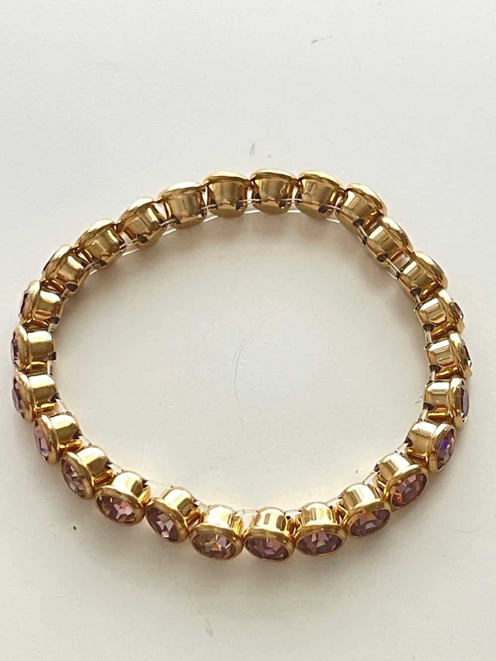 New Anthropologie Stretch Pink Crystal Bracelet - Picture 2 of 4